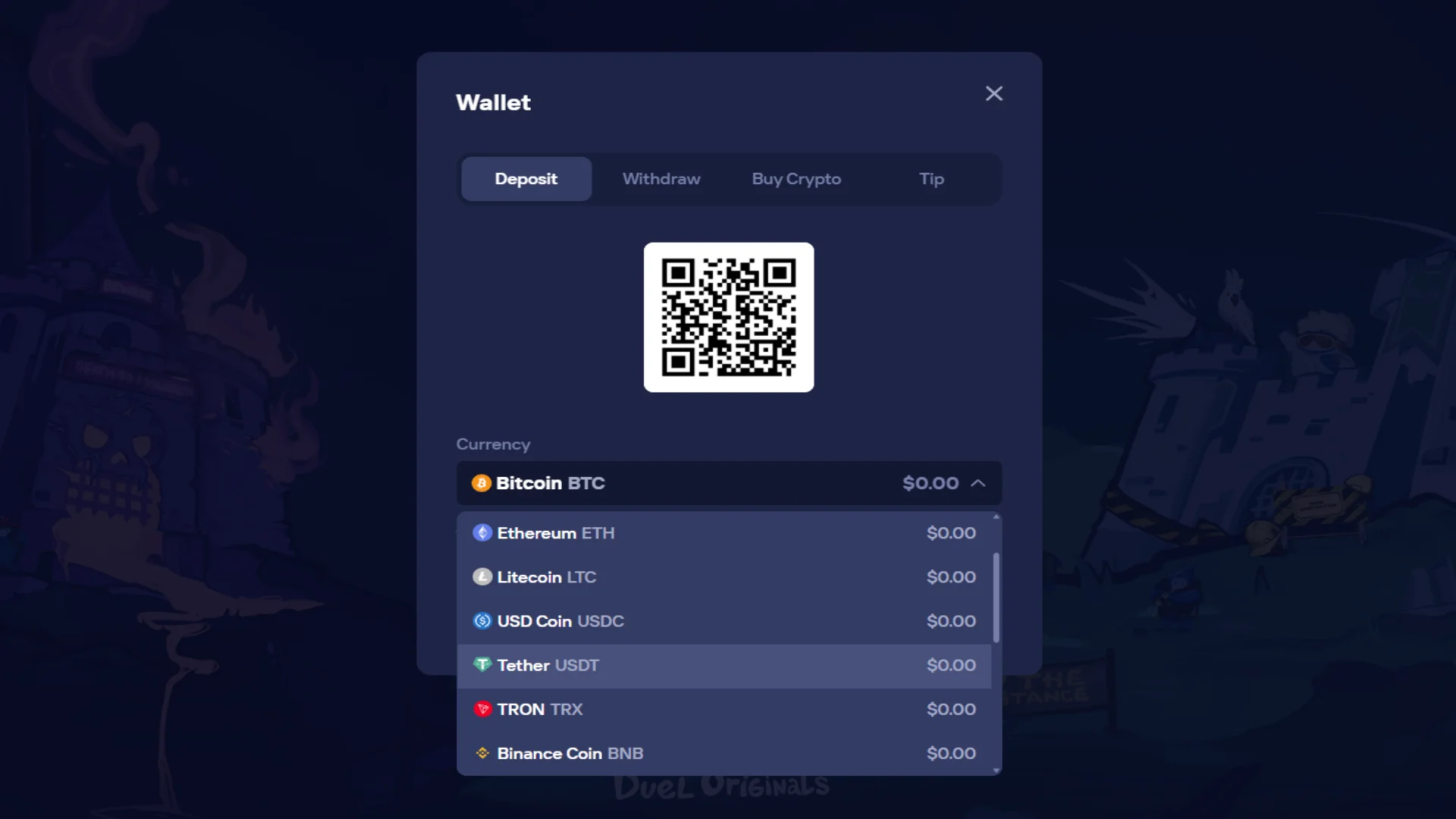 Métodos de pago de Duel Casino - depósitos y retiradas en criptomoneda
