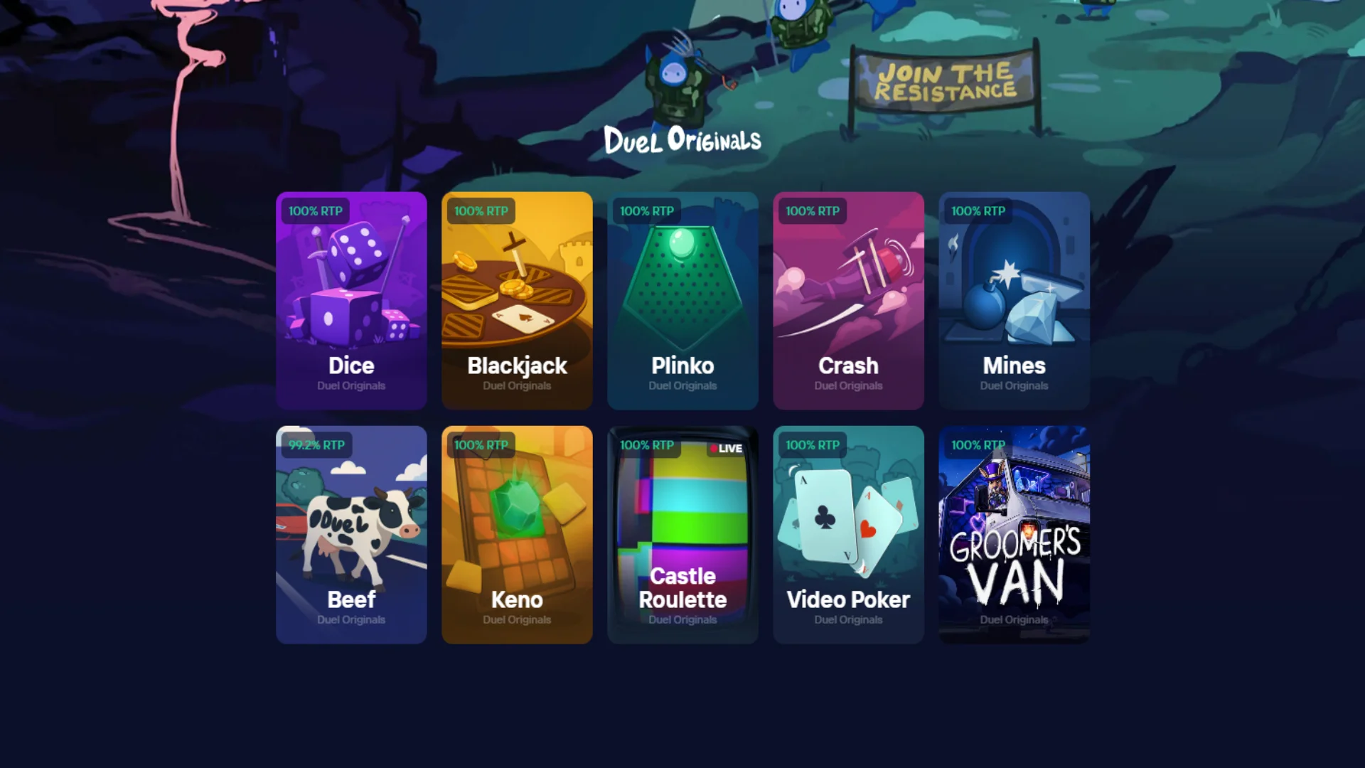 100% RTP Duel Casinon omat pelit